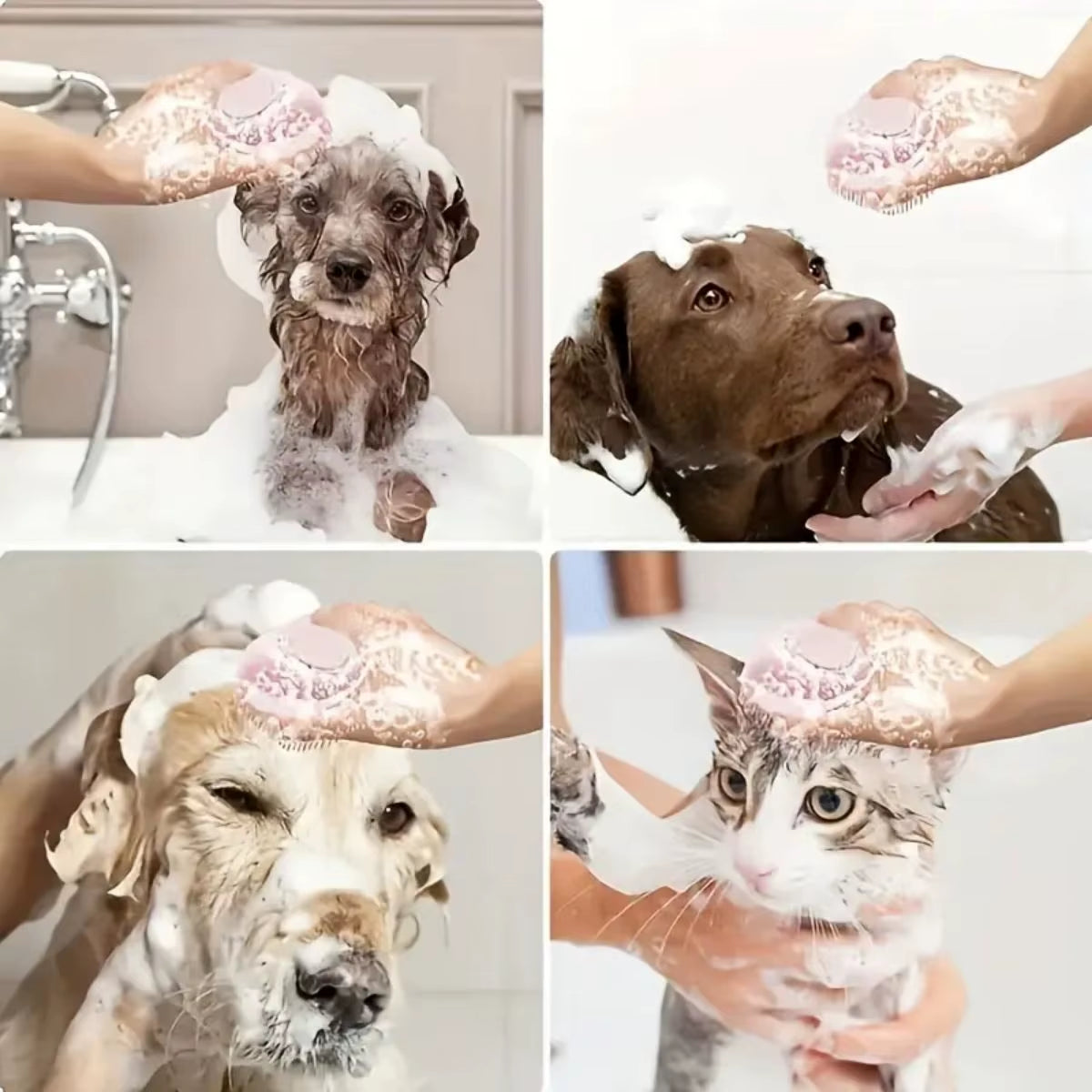 1Pc Soft Silicone Dog Bath Brush - Gentle Massage with Shampoo Dispenser - Efficient Cat Grooming Brush for a Paws-Itive Cleanin