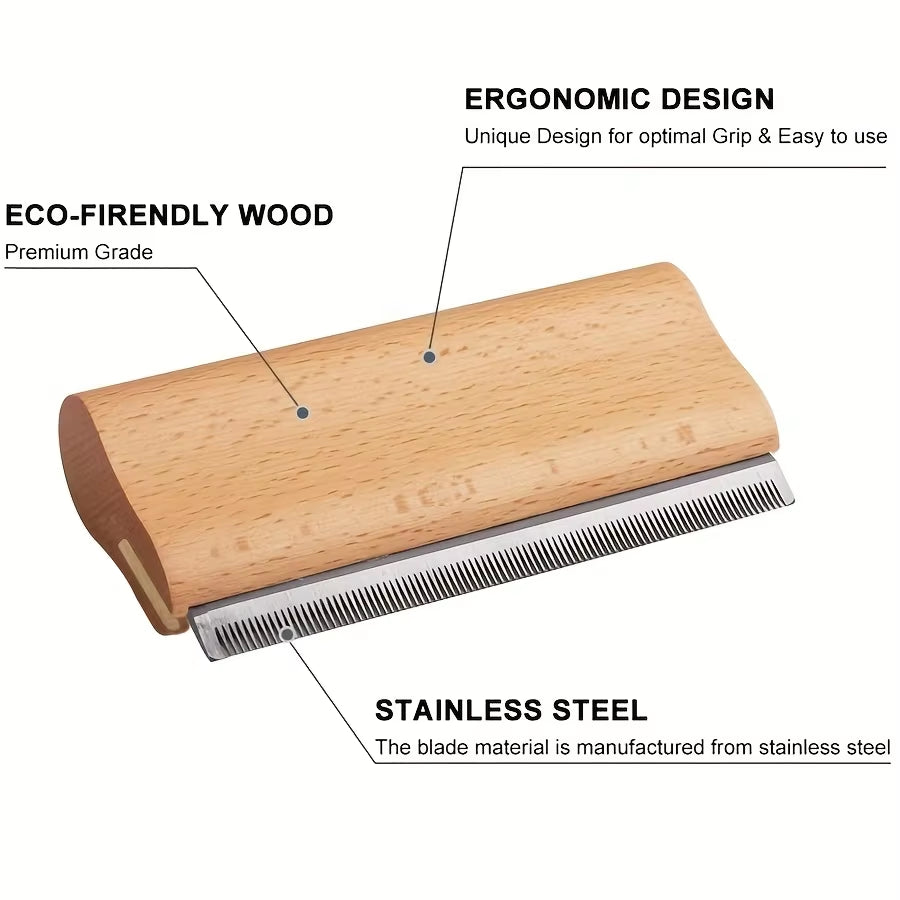 Wood PET Cat Dog Horse Removal Shedding Grooming Tool Hair Brush Comb Long Hair Self-Cleaning