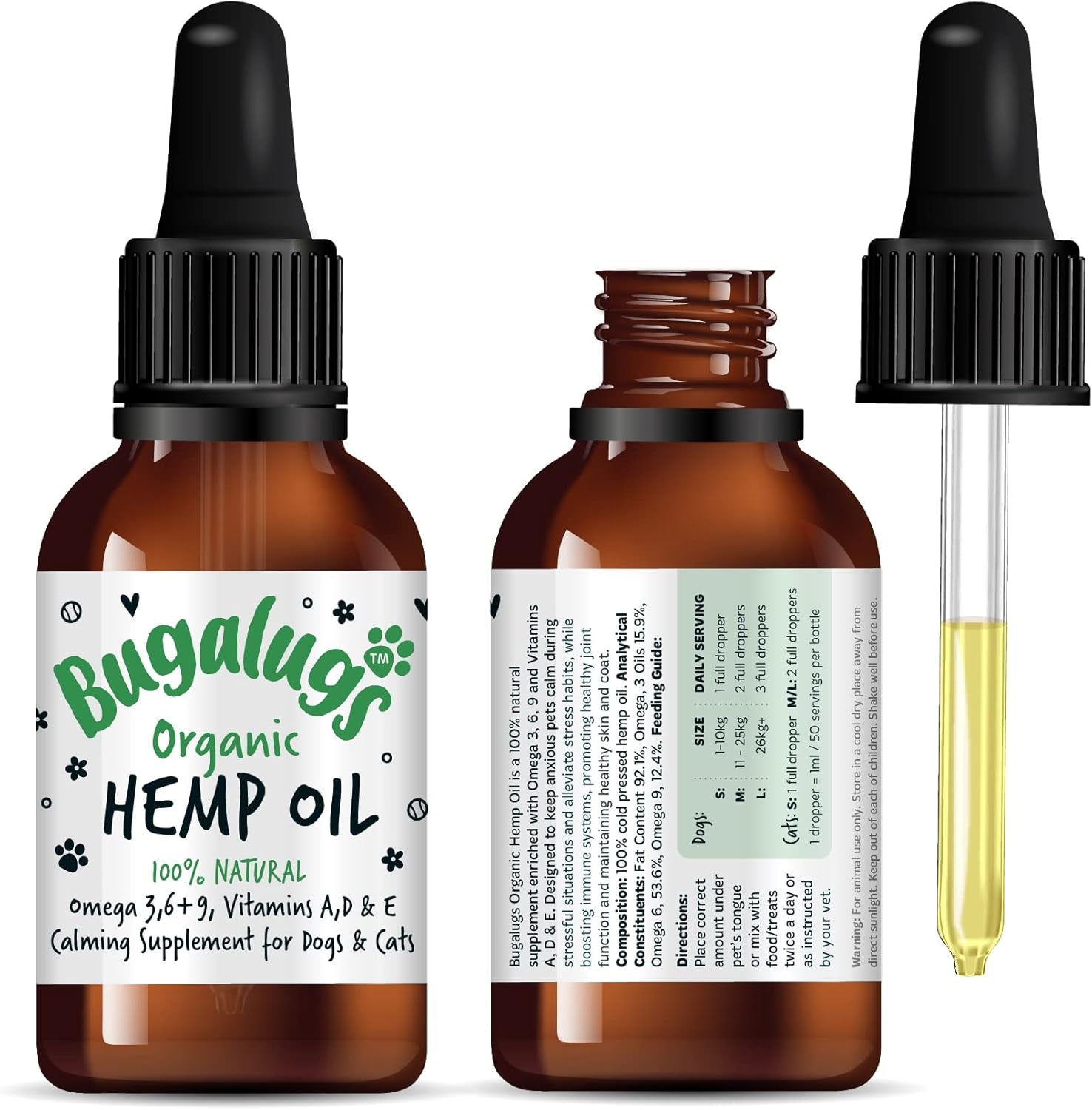 Hemp Oil Dog Calming Products Nervous Products for Dog Anxiety Relief - Hemp Oil for Dogs Uk Food Supplements with Omega 3, 6, 9 Support Hip, Joint & Dog Calming