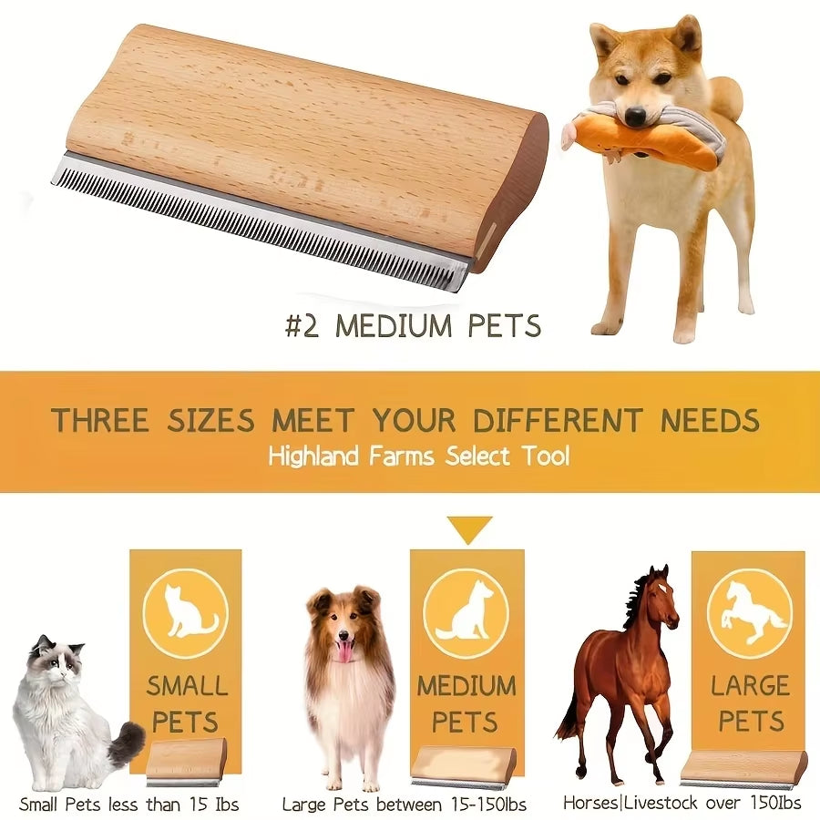 Wood PET Cat Dog Horse Removal Shedding Grooming Tool Hair Brush Comb Long Hair Self-Cleaning