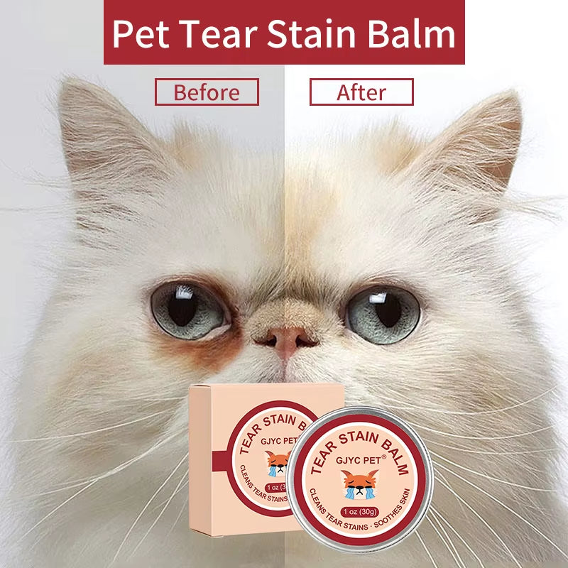 Natural Tear Stain Remover Balm for Dogs Cats Gentle Eye Care Soothing Skin Pet Lacrimal Gland Cleaning Cream