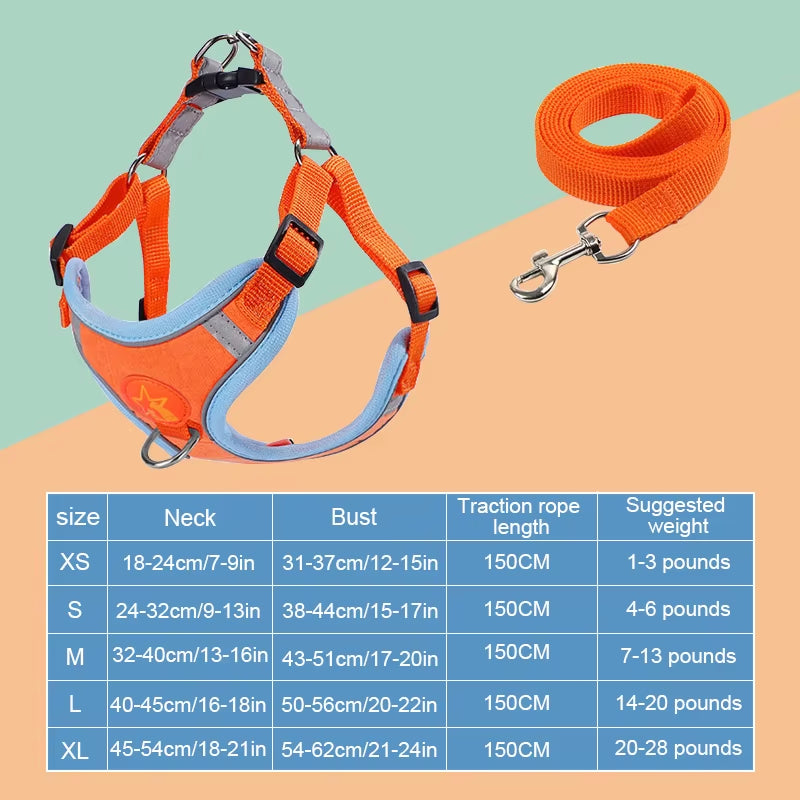 New Style Pet Dog Chest Strap Small Breed Anti-Lost Reflective Traction Rope Breathable and Comfortable Tank Top Traction Rope