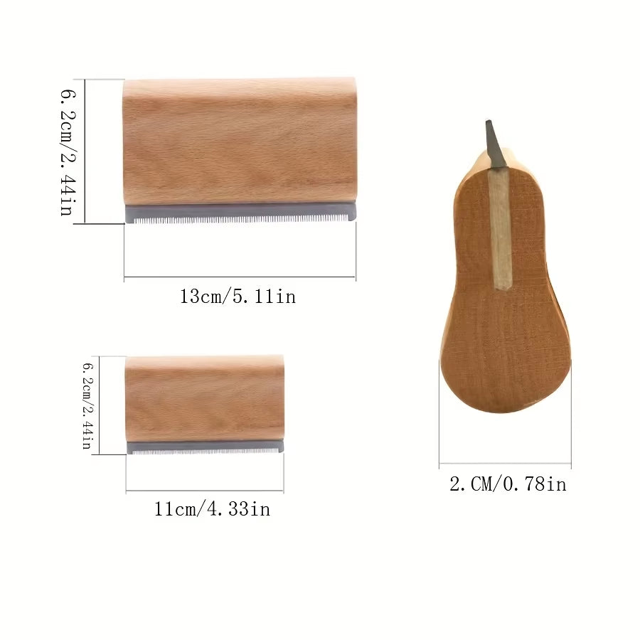 Wood PET Cat Dog Horse Removal Shedding Grooming Tool Hair Brush Comb Long Hair Self-Cleaning